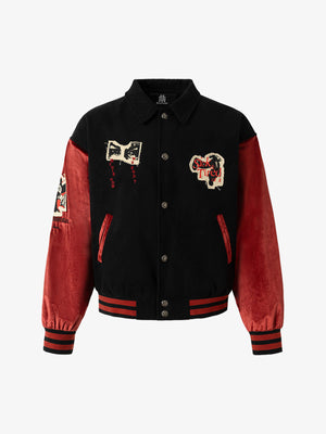 Retro Heavy Design Flight Baseball Jacket - thumbnail 1