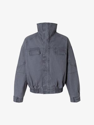 Vintage Washed Distressed Deconstructed High Collar Jacket - thumbnail 8