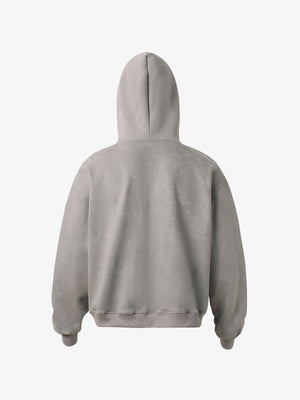 Suede Double-Ended Zippered Cropped Hooded Jacket - thumbnail 4