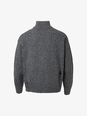Turtleneck Cardigan Zip-Up Cable Sweater - thumbnail 2