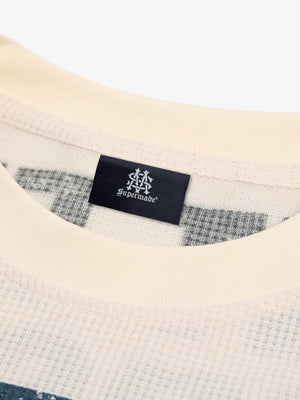 Waffle Knit Graphic Print Crewneck Sweatshirt - thumbnail 8