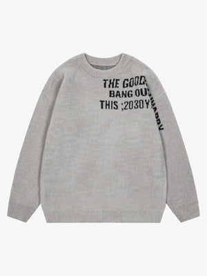 Embroidered Letter Knit Sweater - thumbnail 1