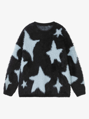 Fun Star Jacquard Sweater Crew Neck Sweater - thumbnail 4