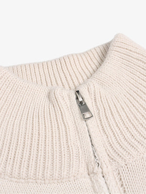 Heavy Cut Turtleneck Cardigan Zipper Sweater - thumbnail 3