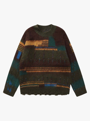 Geometric Irregular Striped Sweater - thumbnail 3