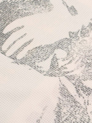 Waffle Knit Graphic Print Crewneck Sweatshirt - thumbnail 3