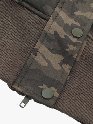 Camouflage Cardigan Utility Zip Up Fur Hooded Jacket - thumbnail 7