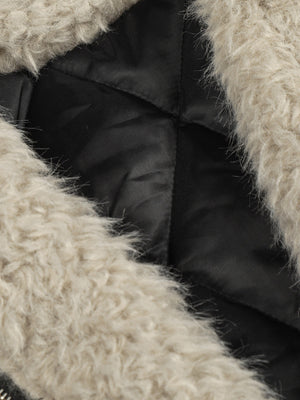Vintage Fur Collar PU Leather Badge Embroidery Work Jacket - thumbnail 15