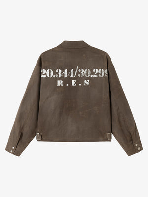 Cropped Brown Canvas Work Jacket – back view flat | XoKool