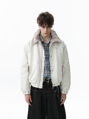 Faux Fur Collar Zipper Padded Bomber Jacket - thumbnail 5