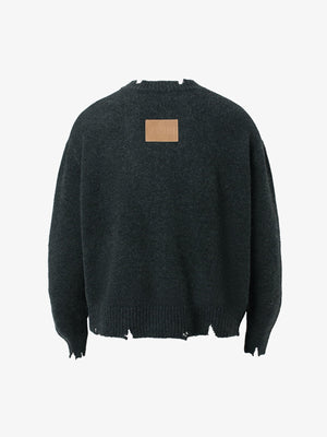 Vintage Knitted Distressed Raw Hem Half Zip Pullover Sweater - thumbnail 3