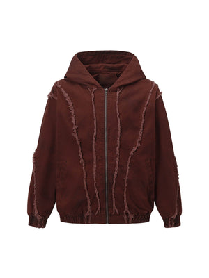 Washed Distressed Fur Hooded Jacket - thumbnail 2