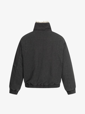 Pocket Zip Up Fur Collar Work Quilted Jacket - thumbnail 3
