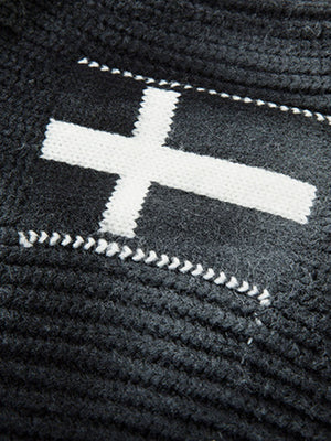 Ribbed Knit Dirty Dyed Embroidery Cross Sweater - thumbnail 9