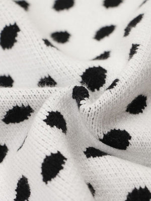 Retro Polka Dot Letter Jacquard Loose Knit Sweater - thumbnail 6