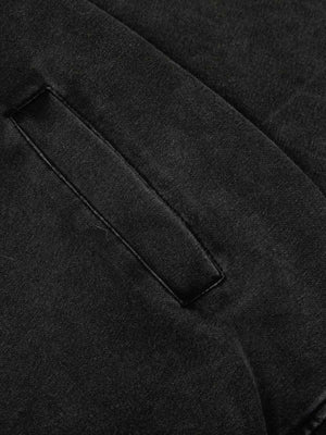 Retro Chain-Decorated Washed Fur Collar Hooded Jacket - thumbnail 4