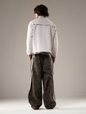 Deconstructed Split Stand Collar PU Leather Jacket - thumbnail 9