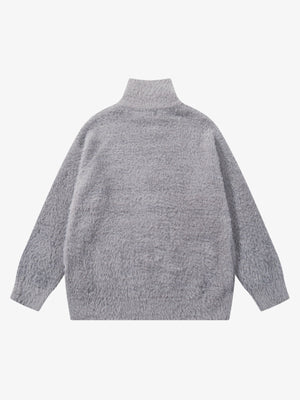 Ink Butterfly Jacquard High-Neck Zip Cardigan Sweater - thumbnail 3