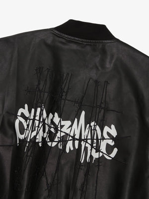 Thorn Destruction Frame Pattern Leather Vest - thumbnail 17