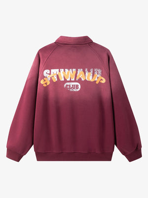 Gradient Print Lapel Long-sleeved Sweatshirt - thumbnail 2