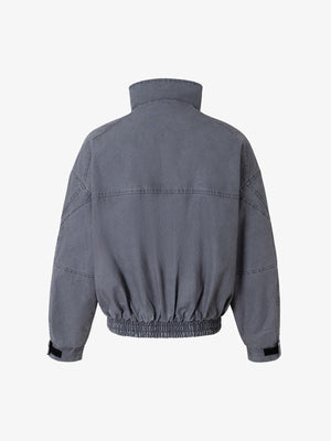 Vintage Washed Distressed Deconstructed High Collar Jacket - thumbnail 9