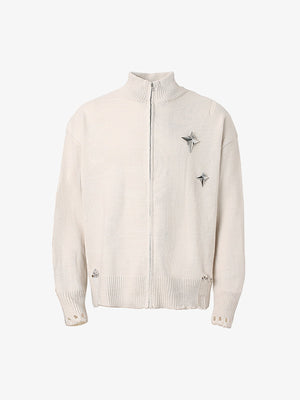 Heavy Cut Turtleneck Cardigan Zipper Sweater - thumbnail 1