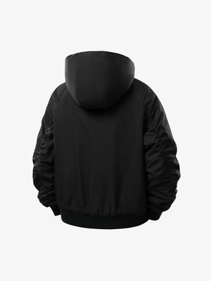 Retro Contrast Fur Collar Quilted Cotton Bomber Jacket - thumbnail 4