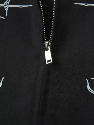 Street Gothic PU Leather Collar With Thorn Print Jacket - thumbnail 9