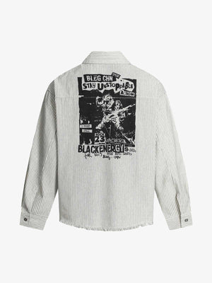 Street Dark Print Striped Long Sleeve Shirt - thumbnail 2