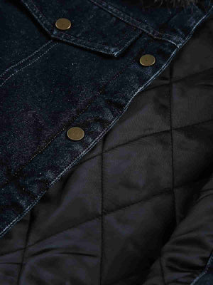 Retro Detachable Fur Collar Workwear Denim Jacket - thumbnail 12