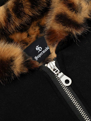 Tiger Print With Ears Hooded Fur Jacket - thumbnail 8