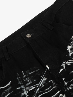 Painted star jeans – waistband + button close-up | XoKool