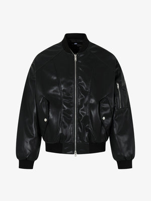 Street Motorcycle Stand Collar Leather Padded Jacket - thumbnail 1