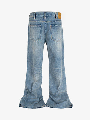 Vintage Wash Bell Bottom Jeans – back flat | XoKool