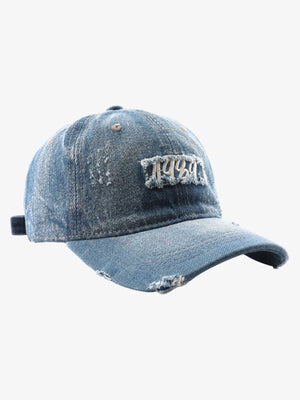 1989 Embroidery Distressed Denim Baseball Cap - thumbnail 1