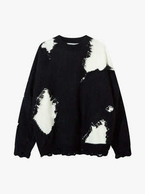 Niche Raw Edge Fringed Knit Sweater - thumbnail 1