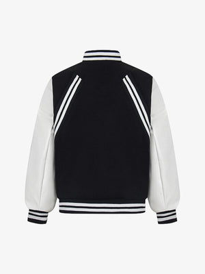 Retro Stripe With Contrast Stitching Baseball Jacket - thumbnail 2