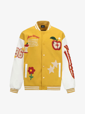 Apple Flocking Embroidered Baseball Jacket - thumbnail 4