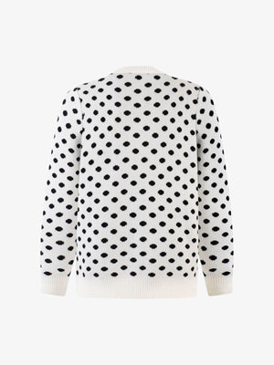 Retro Polka Dot Letter Jacquard Loose Knit Sweater - thumbnail 2