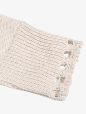 Distressed Ripped-Edge Turtleneck Diamond Star Zipper Knitted Sweater - thumbnail 15