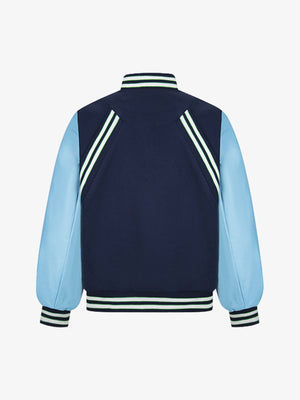 Retro Stripe With Contrast Stitching Baseball Jacket - thumbnail 9