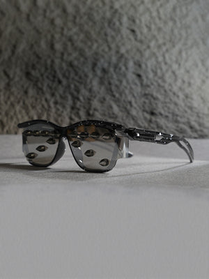 Streetwear Metal Rivet Curved Lens Glasses - thumbnail 5
