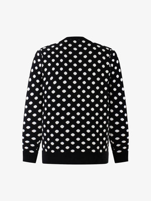 Retro Polka Dot Letter Jacquard Loose Knit Sweater - thumbnail 9