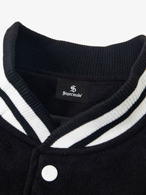 Retro Stripe With Contrast Stitching Baseball Jacket - thumbnail 3