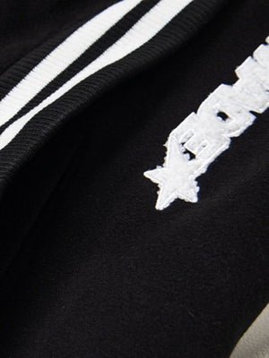 Retro Stripe With Contrast Stitching Baseball Jacket - thumbnail 4