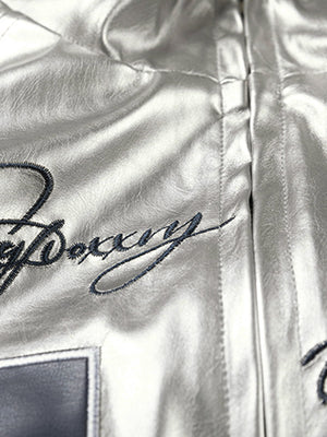 Number 11 Reflective Metallic Leather Track Jacket - thumbnail 14