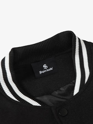 Apple Flocking Embroidered Baseball Jacket - thumbnail 7