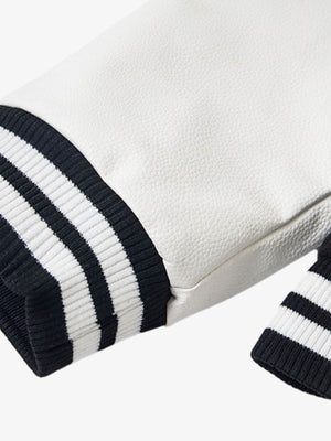 Retro Stripe With Contrast Stitching Baseball Jacket - thumbnail 5