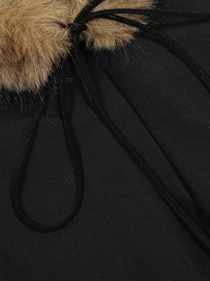 Detachable Fur Collar Drawstring Baggy Pants - thumbnail 6