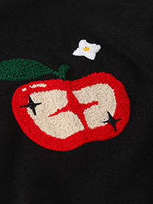 Apple Flocking Embroidered Baseball Jacket - thumbnail 8